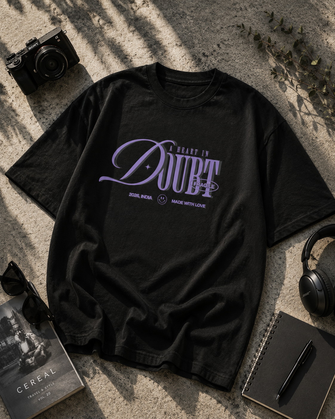 fragile heart tee — midnight