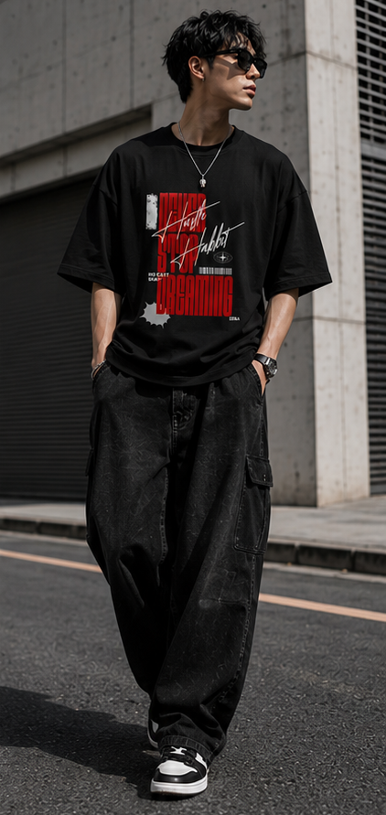 hustle habit tee —  black