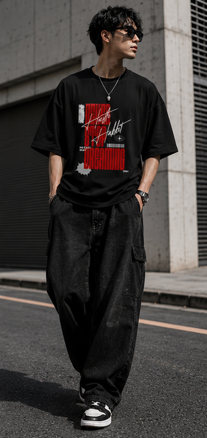 hustle habit tee —  black