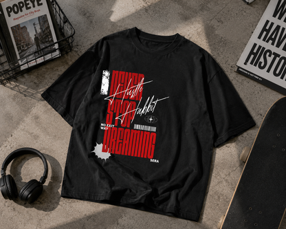 hustle habit tee —  black