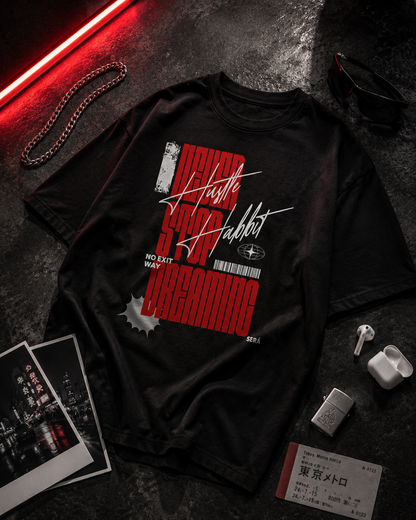 hustle habit tee — black