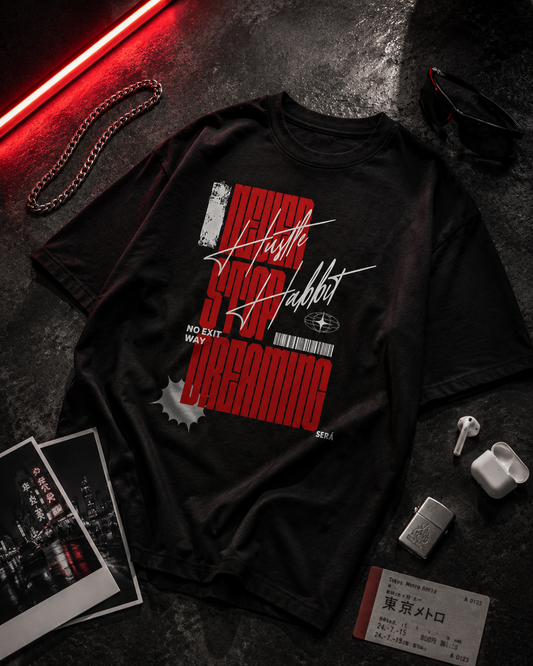 hustle habit tee — black