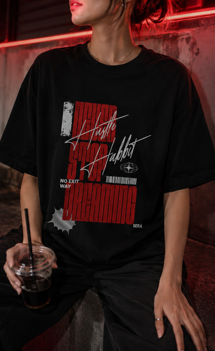 hustle habit tee — black